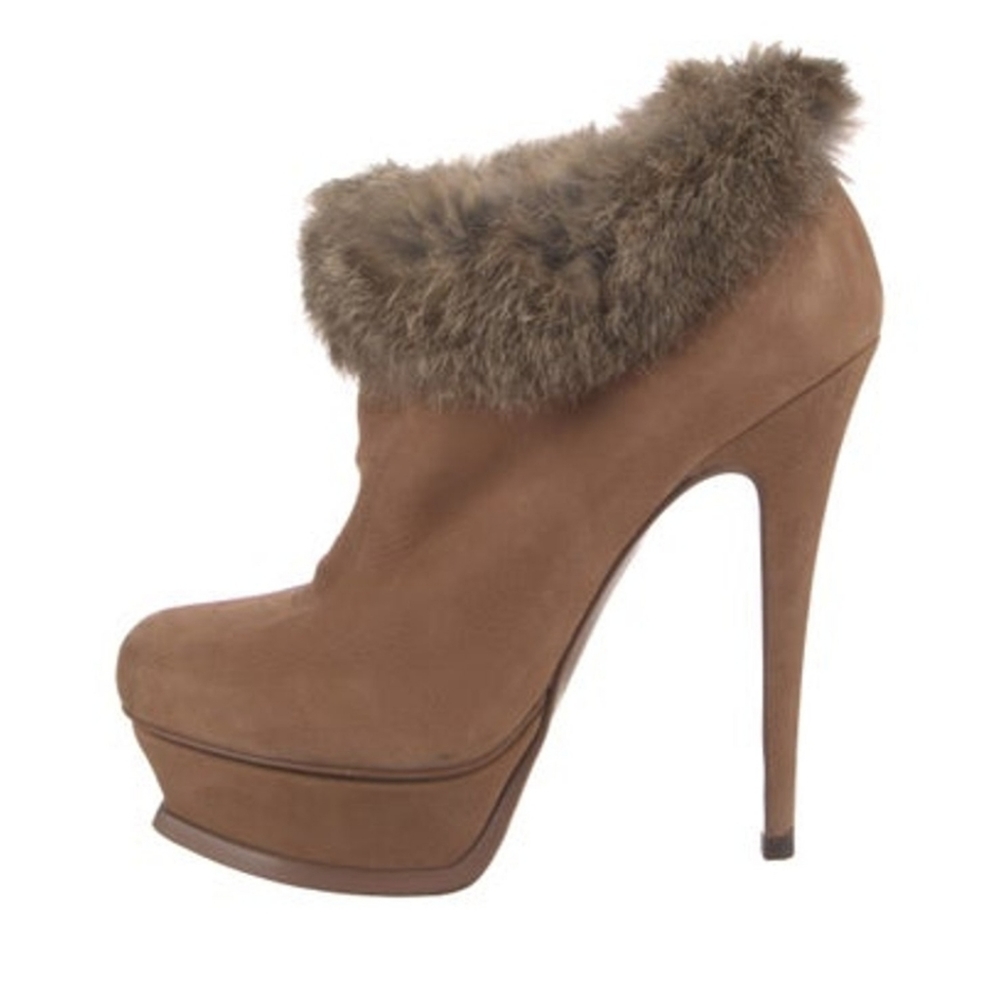 Ysl fur booties
